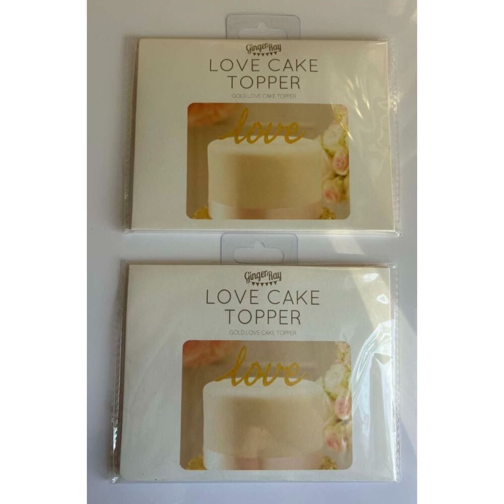 Ginger Ray Gold Love Cake Topper Lot of 2